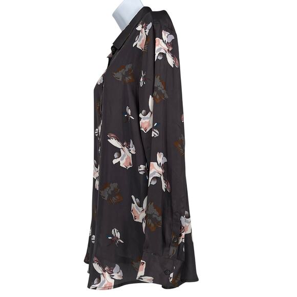 Banana Republic Satin Floral Blouse in Gray and Pink Size XL - Picture 6 of 9